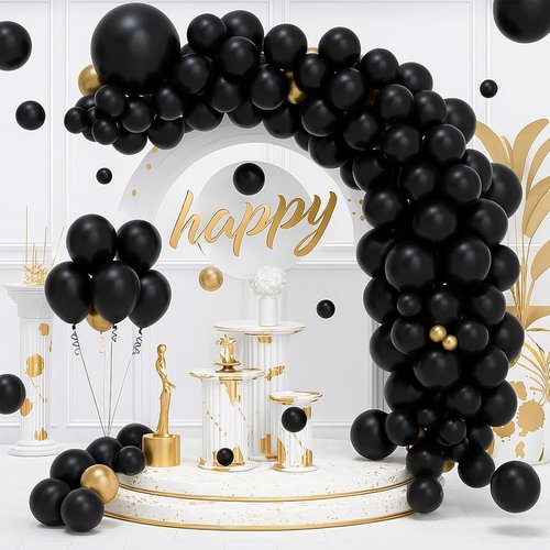 EMART 100pcs Black Balloons - 12 Inch Latex Helium Quality for Birthday, Baby Shower, Wedding & Holiday Decor