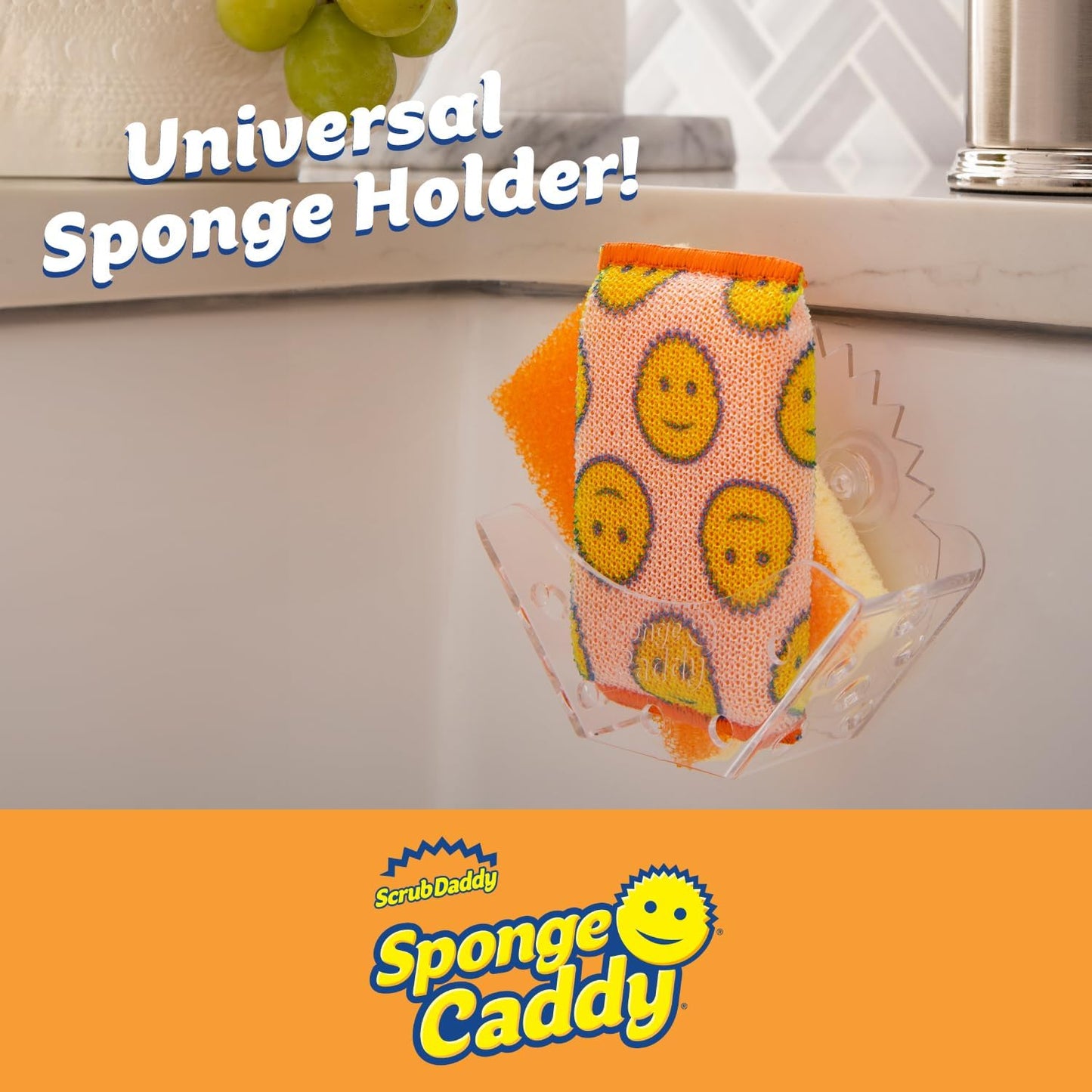 Scrub Daddy Sponge Holder - Self-Draining Kitchen Caddy with Universal Suction | Dishwasher Safe (1 Count)