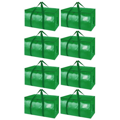 BALEINE 8-Pack Oversized Moving Bags with Reinforced Handles, Heavy-Duty Storage Tote for Clothes, Moving Supplies (Light Green, 8-Pack)