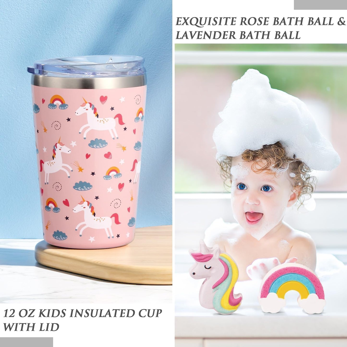 Tiblue Unicorn Toys for Girls Ages 4-6, Kids Girl Valentine Gift Tween Girl Gift Trendy Stuff Birthday Gifts for 4 5 6 7 8 9 10 11 12 Year Old Toddler Teen Girl with Glow in The Dark Blanket Cup Purse