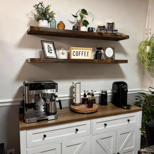 BAYKA Floating Shelves - 48-Inch Rustic Wood Wall Mounted Storage for Home & Office | Set of 2