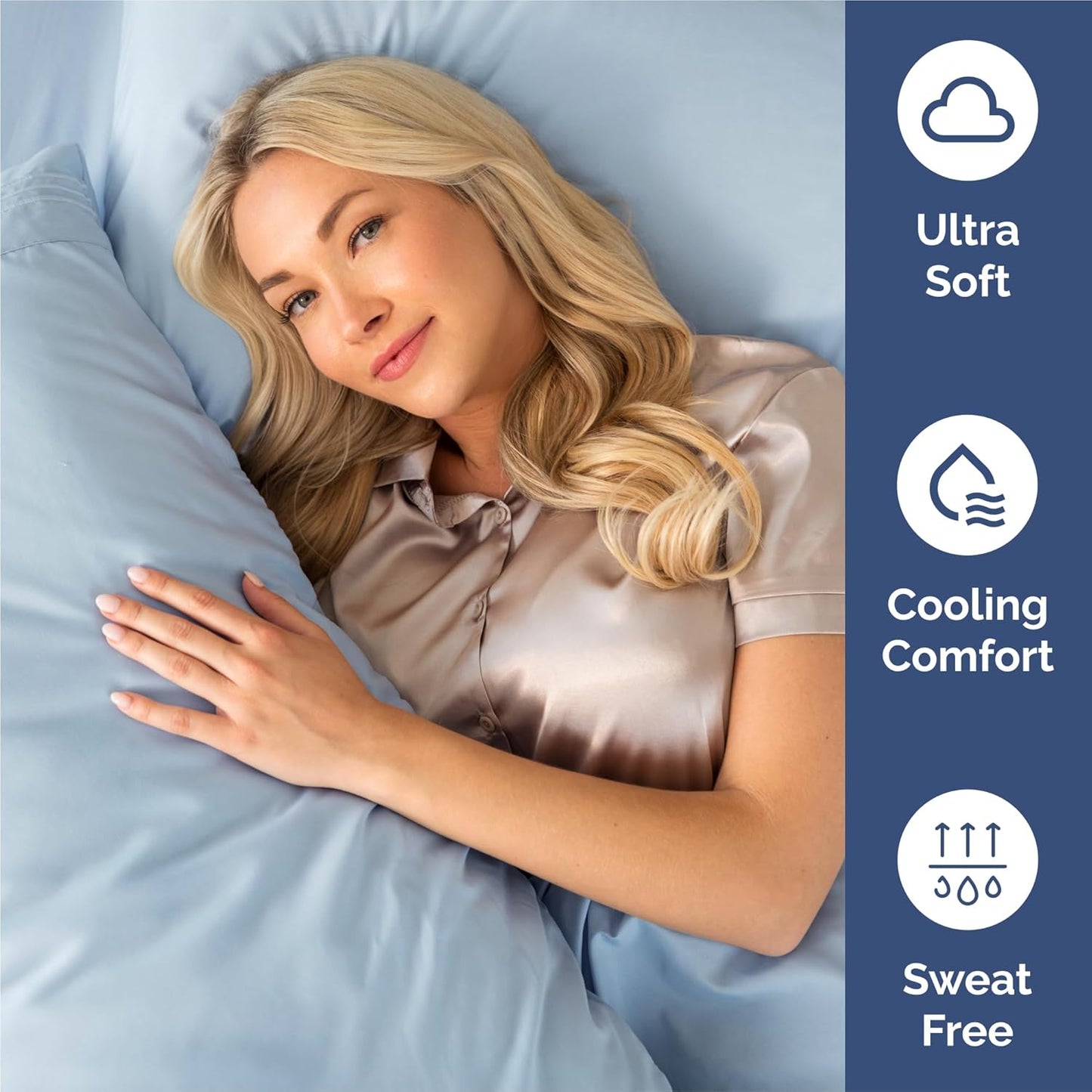 Sky Blue Split King Size 5-Piece Sheet Set | Comfy, Breathable & Cooling Luxury Bedding - Deep Pockets, Soft & Wrinkle-Free