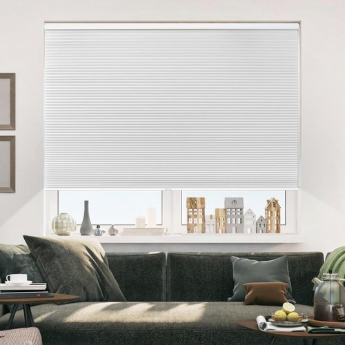 Allesin Cellular Shades Cordless Blackout Honeycomb Blinds for Indoor Windows, Thermal Insulated Window Shades Noise Reduction, Easy to Install, Perfect for Bedroom/Living Room, White - H64 x W26