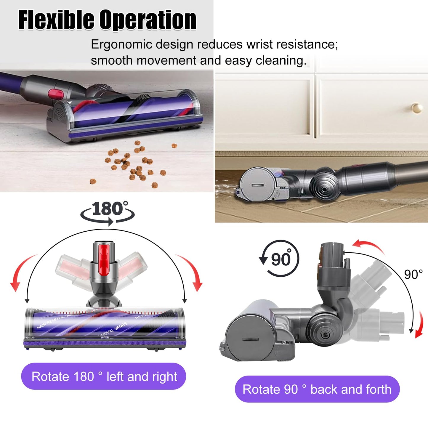 Upgrade Anti-Tangle Quick-Release Motorhead for Dyson V7 V8 V10 V11 V15 SV10 SV11 SV12 SV14 Vacuum Cleaner Replacement Direct Drive Cleaner Brush Head Replacement Parts for Hard Wood and Carpets