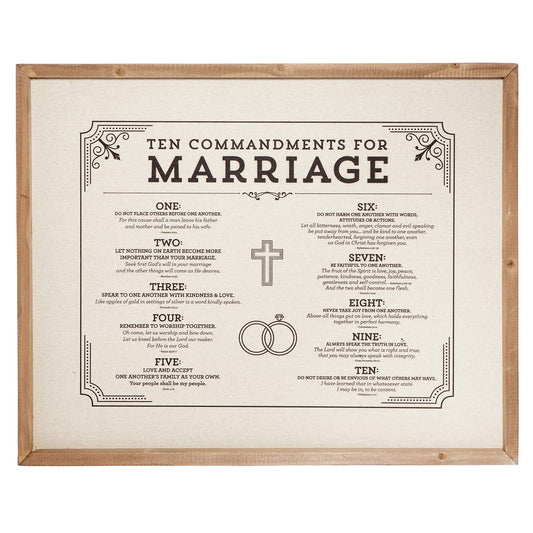 Creative Brands Faithworks - Wood Framed Linen Wall Art, 20 x 16-Inch, 10 Commandments of Marriage