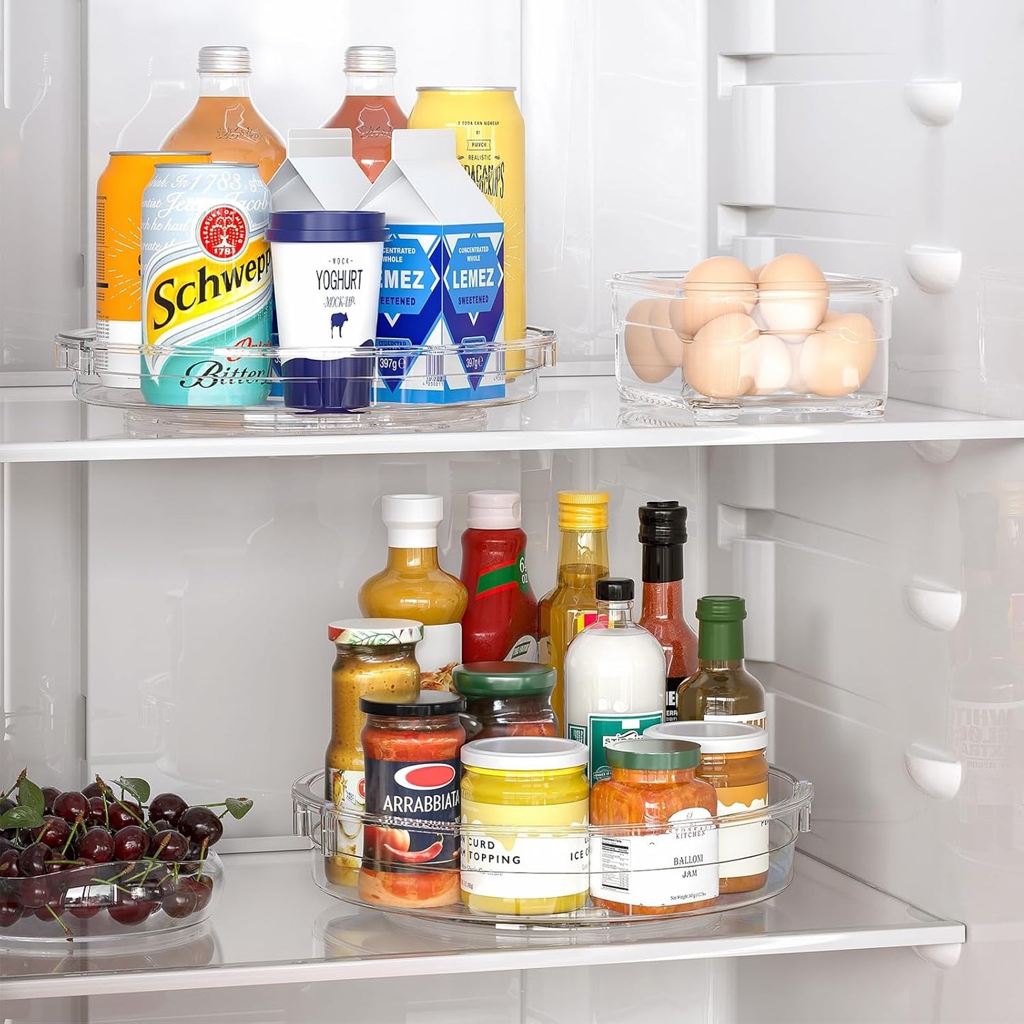 LAMU Lazy Susan Organizer Set - Clear Turntable for Kitchen, Bathroom & Pantry - 12in & 10.6in Sizes
