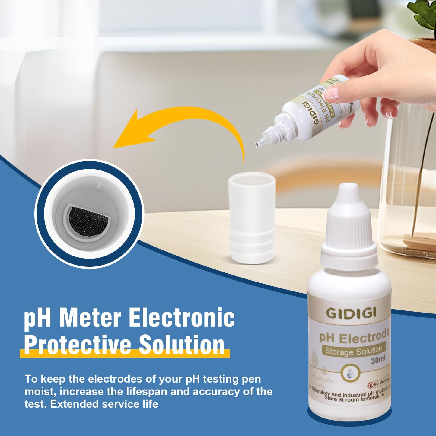 pH Meter Calibration Solution Kit,Includes 4.00, 7.00 and Electrode Protection,Calibration Buffer 250ml*2,Probe KCL Storage 30ml*1, pH Meter Accessories