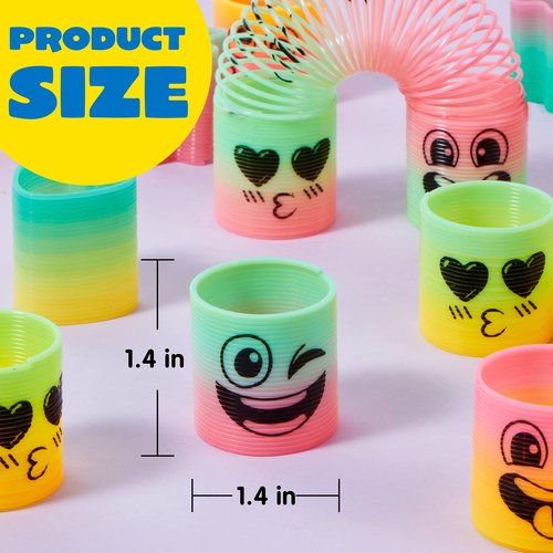 JOYIN 120 Pcs Spring Rainbow Party Favor, Mini Plastic Coil Spring Toy, Fidget Stress Coil Mini Springs Bulk Toys for Carnival Prize Birthday, Classroom Goodie Bag Stuffers