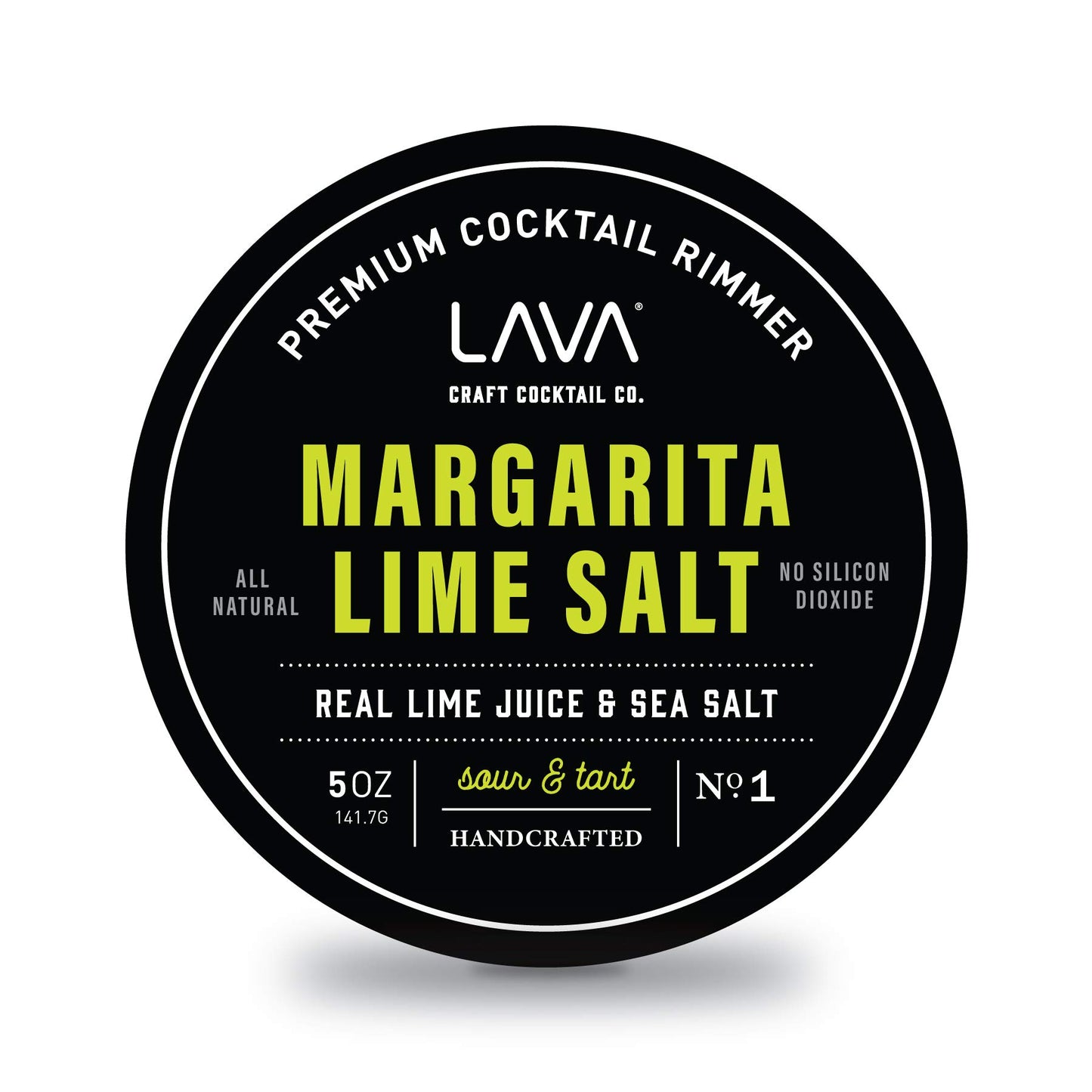 LAVA Premium Margarita Lime Sea Salt Cocktail Rimmer, All Natural Margarita Rimmer Sea Salt Rocks, Real Lime, Tart & Sour, No Silicon Dioxide, with Easy Screw-On Lid - 6oz