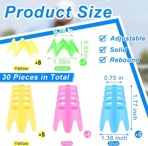 Honoson Golf Simulator Tees - 30 Durable Plastic Practice Tees for Indoor/Outdoor Use | 15 Tall & 15 Small