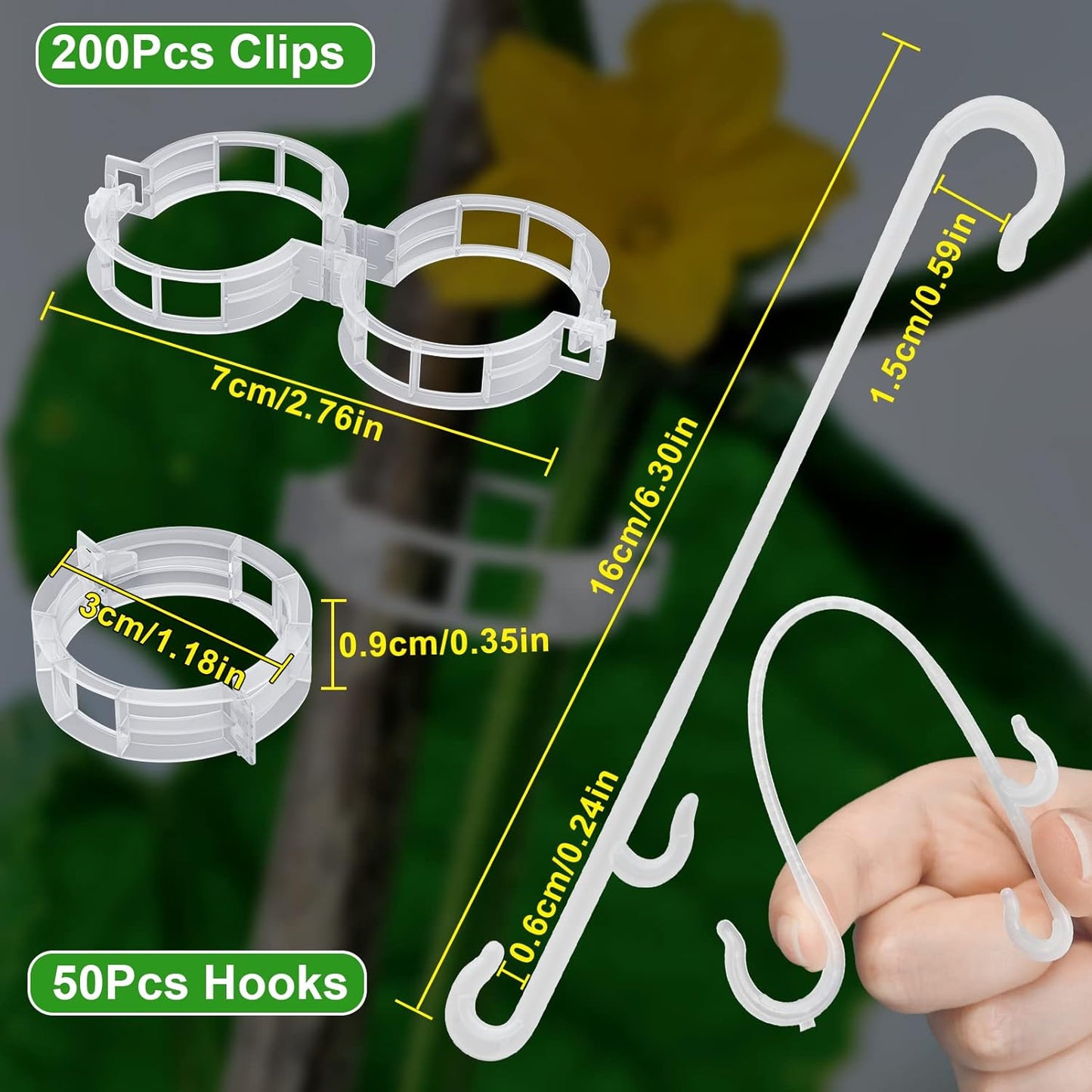 Unves Tomato Clips - 250 Pcs Plant Support Hooks for Tomatoes, Cucumbers & Melons | Grow Upright & Prevent Falling