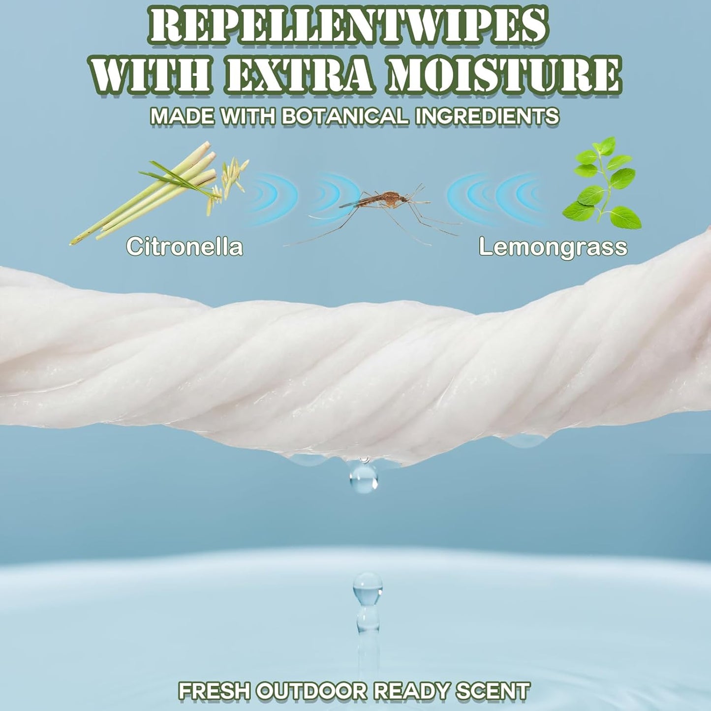 Skiennix Mosquito Repellent Wipes - Plant-Based with Lemongrass & Peppermint Oil | 20 Pack, Travel-Friendly