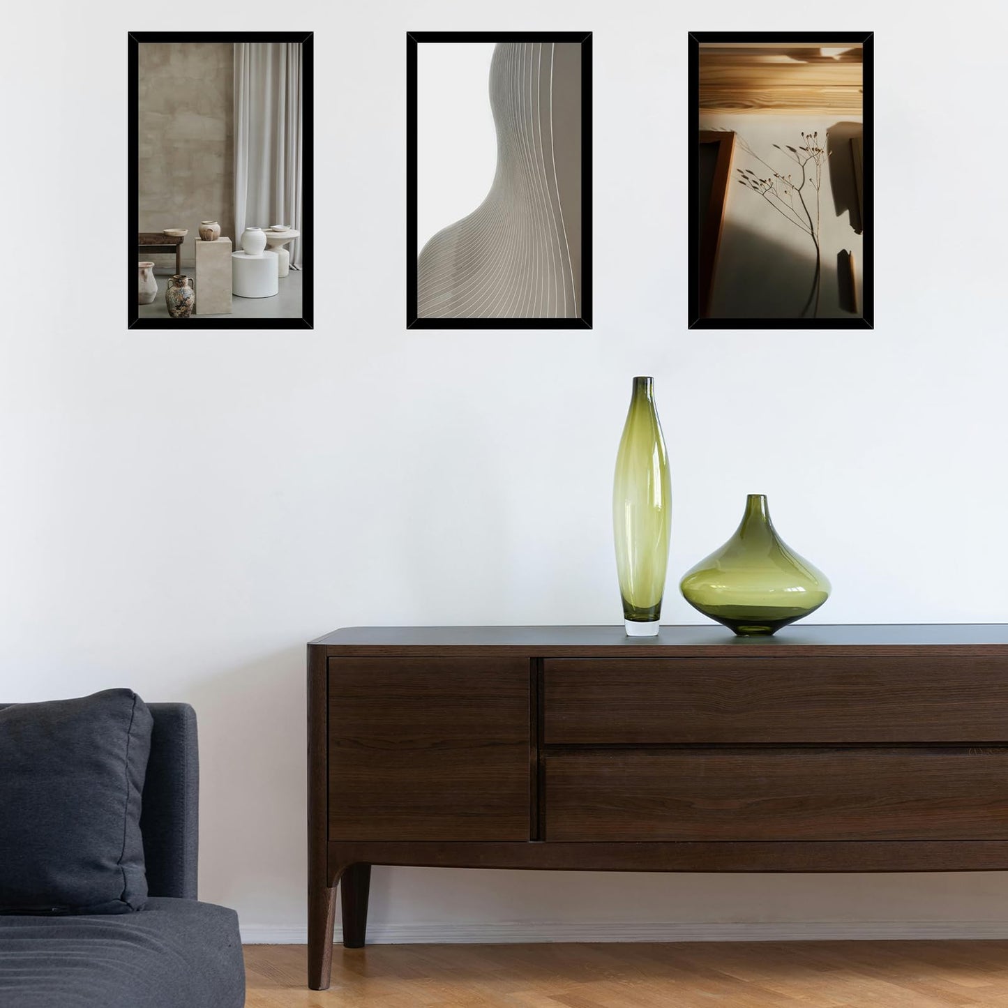 QOTIB 12x20 Picture Frame Black for Wall Mounting Set of 6, Horizontal and Vertical Formats for Wall Hanging, Wood 12x20 Frame, Black, 6 Pack