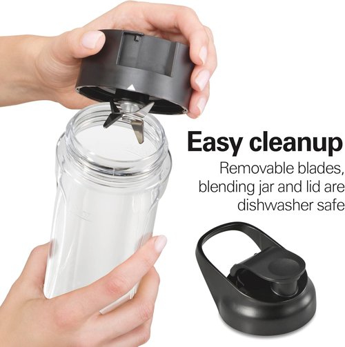 Hamilton Beach Go Sport Portable Blender - 20 Oz Travel Jar, 600 Watt Motor, Black