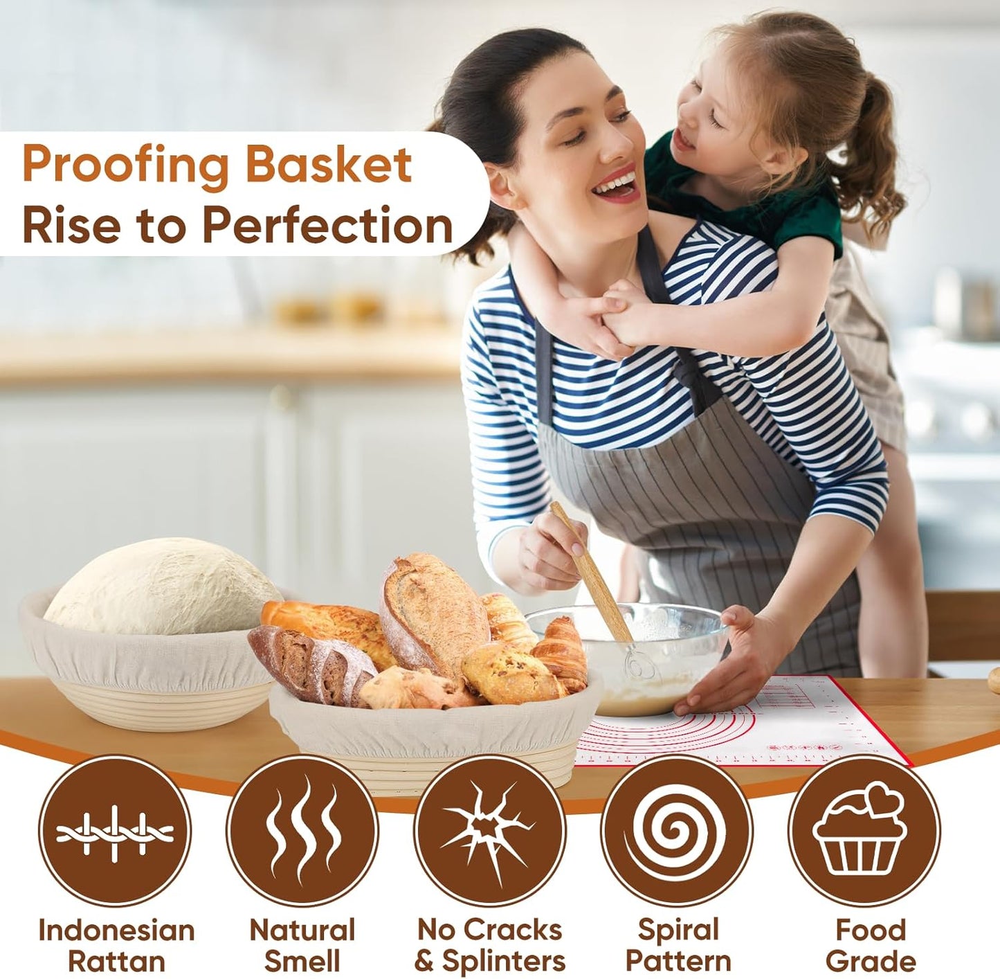 Round & Oval Bread Proofing Basket Set by [Brand Name] - Perfect for Artisan Sourdough Baking | 9" & 10" Sizes