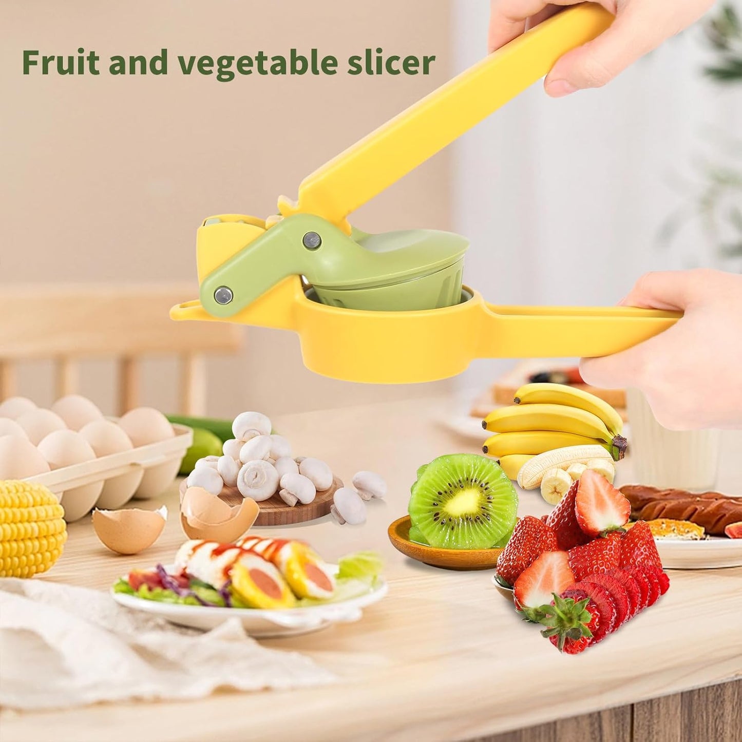 Skiennix Stainless Steel Fruit & Vegetable Slicer - Multifunctional Cutter for Strawberries, Bananas, and More
