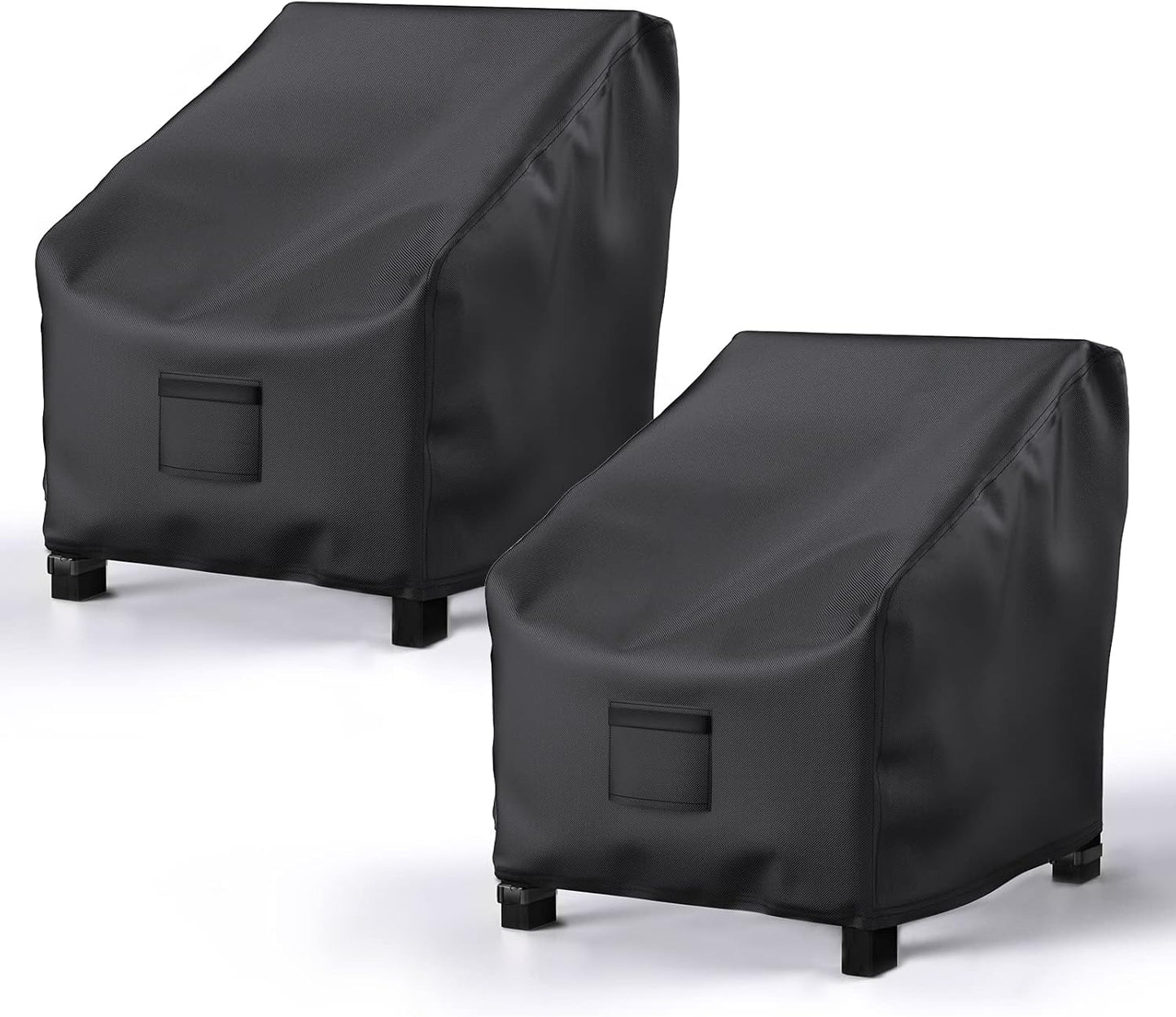 Patio Chair Covers - Waterproof 600D Heavy Duty Oxford Cloth | 2 Pack for Large Lounge Chairs, Black 38" W x 31" D x 29" H