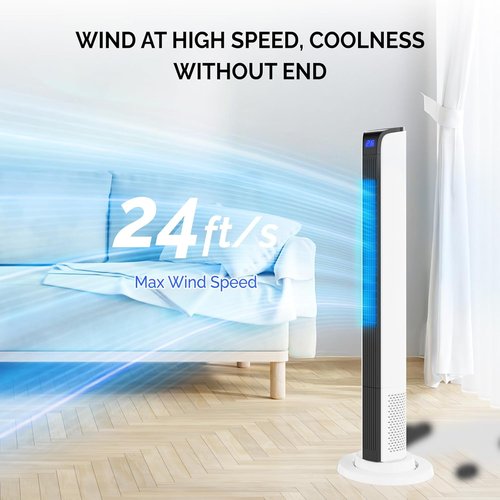 Bonnlo 42" Smart Tower Fan - Quiet Oscillating Floor Fan with APP & Remote Control, 3 Modes, 3 Speeds, 12H Timer