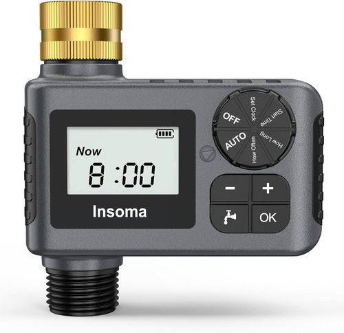 **Brass Swivel Sprinkler Timer - Programmable Outdoor Water Timer with Rain Delay | 1 Outlet for Garden Hose**