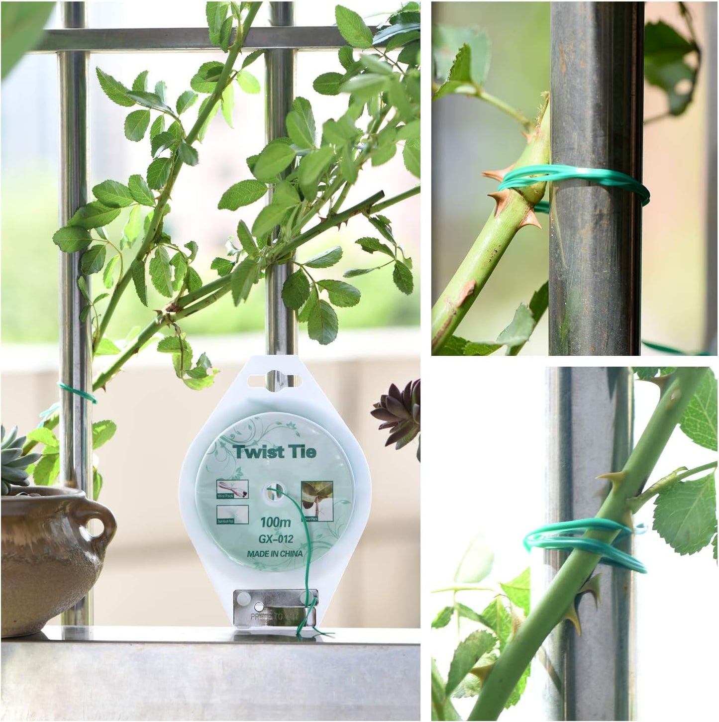 YDSL Twist Ties - 328ft Green Garden Plant Ties with Cutter for Gardening & Organization