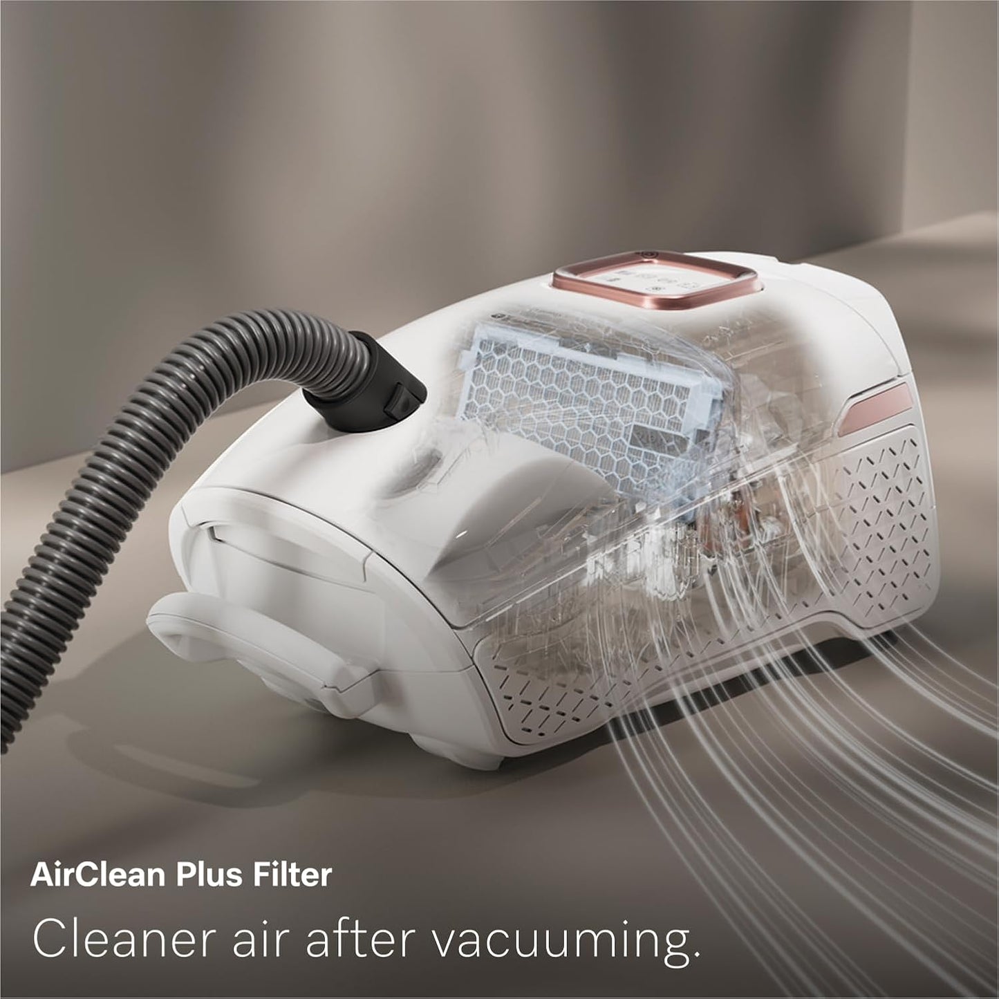 Miele Guard L1 AllFloor Bagged Canister Vacuum - AirClean Plus Filter, LED Display, Obsidian Black/Rose Gold