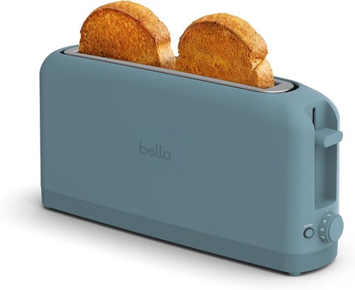 Bella 2 Slice Slim Toaster - 6 Setting Shade Control | Fits Sourdough, 10” Long Slot, Auto Shutoff, Surf Color