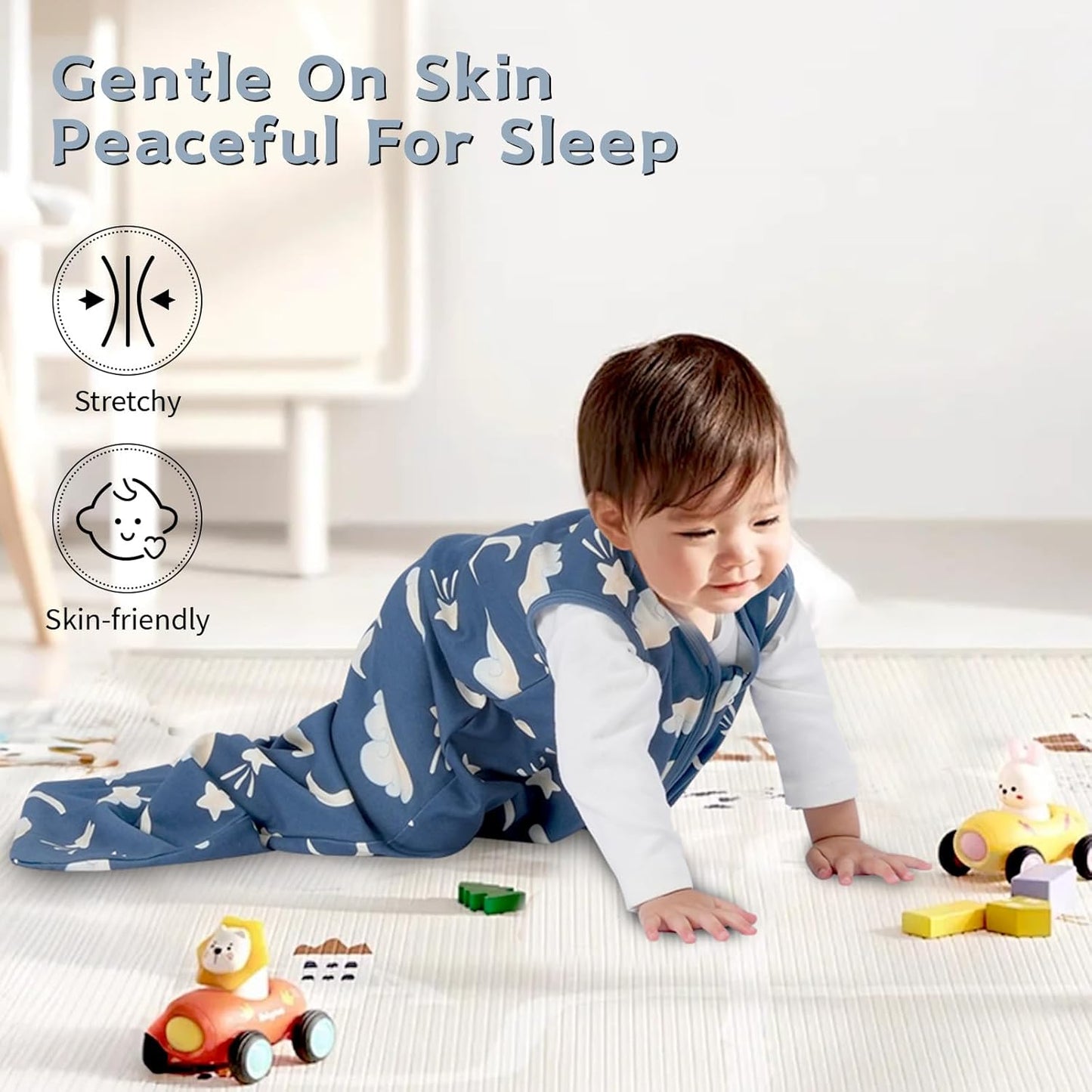 Skiennix Baby Sleep Sack - 100% Cotton Wearable Blanket | 0.5 TOG, 2-Way Zipper, 3-Pack for 12-18 Months