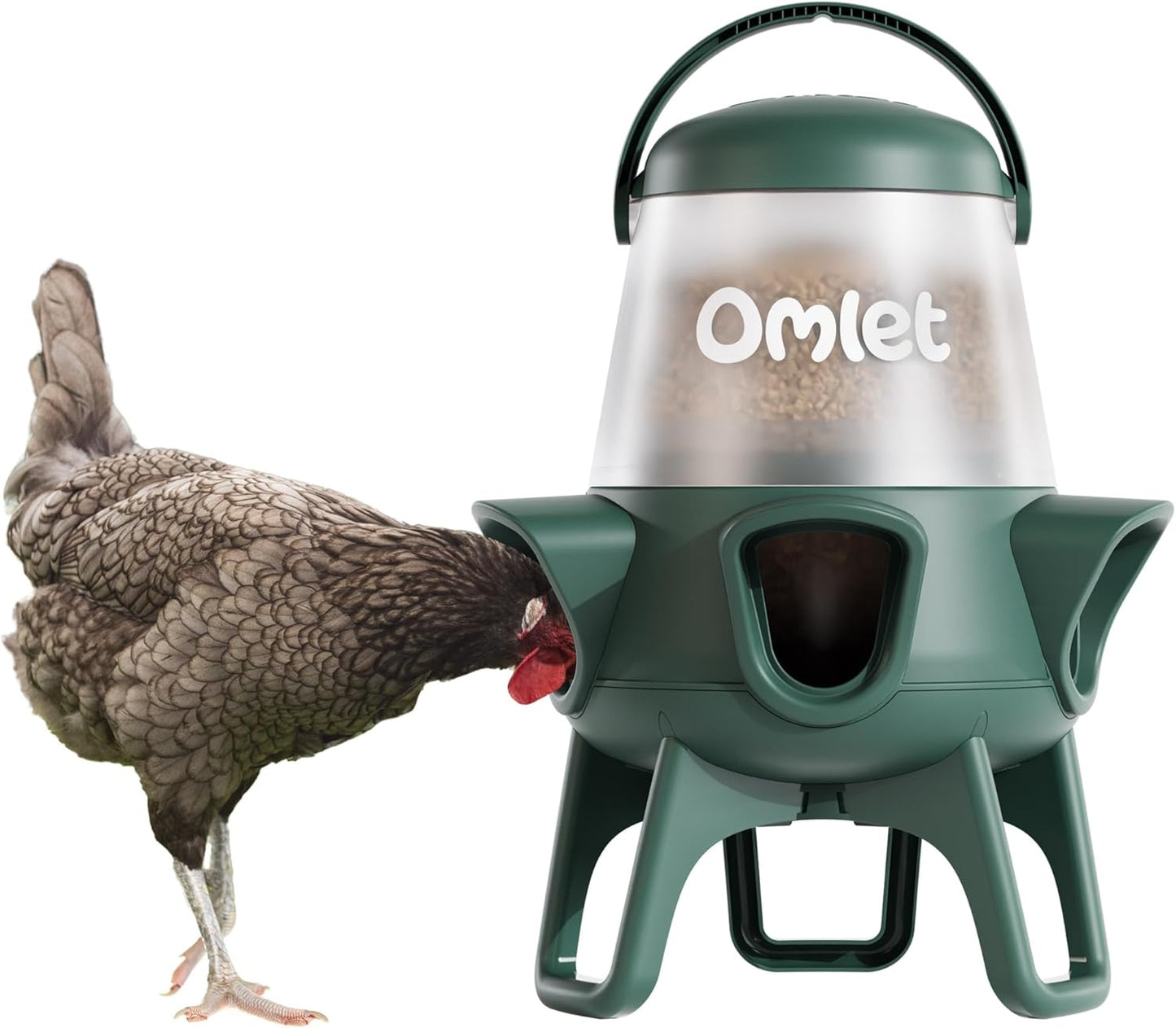 Omlet No Waste Chicken Feeder - No Spill BPA-Free Poultry Feeder with 5 Anti-Bully Ports | Feeds 6 Hens for 7 Days | 12lb