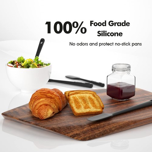 ChefAide 4 Pieces Silicone Spatula Set, Food Grade Rubber Spatula, Upgrade Strong Handle with Ergonomic Grip, Heat Resistant for Nonstick Cookware, Cooking