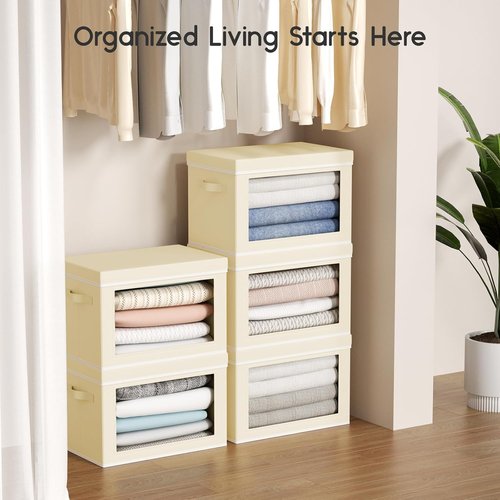 Homsorout Storage Bins with Lids - Collapsible Fabric Organizers for Clothes, Towels & Books | 3 Pack & 6 Pack