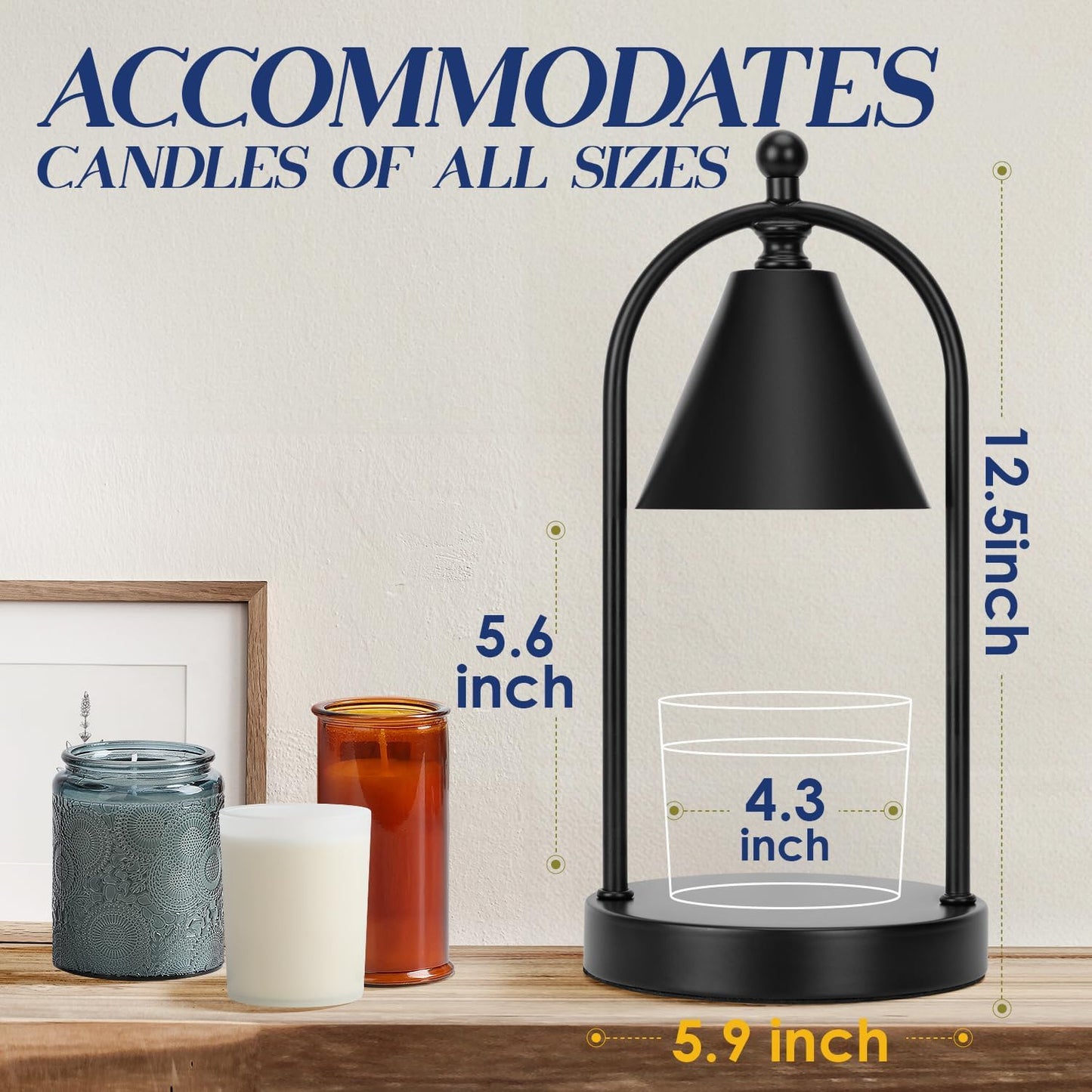 Soilsiu 2 Packs Candle Warmer Lamp with Timer, Electric Black Candle Warmer Light for Bedroom, Dimmable Wax Melts Warmer for Candle Jars, Home Decor Beside Lamp Gifts for Women