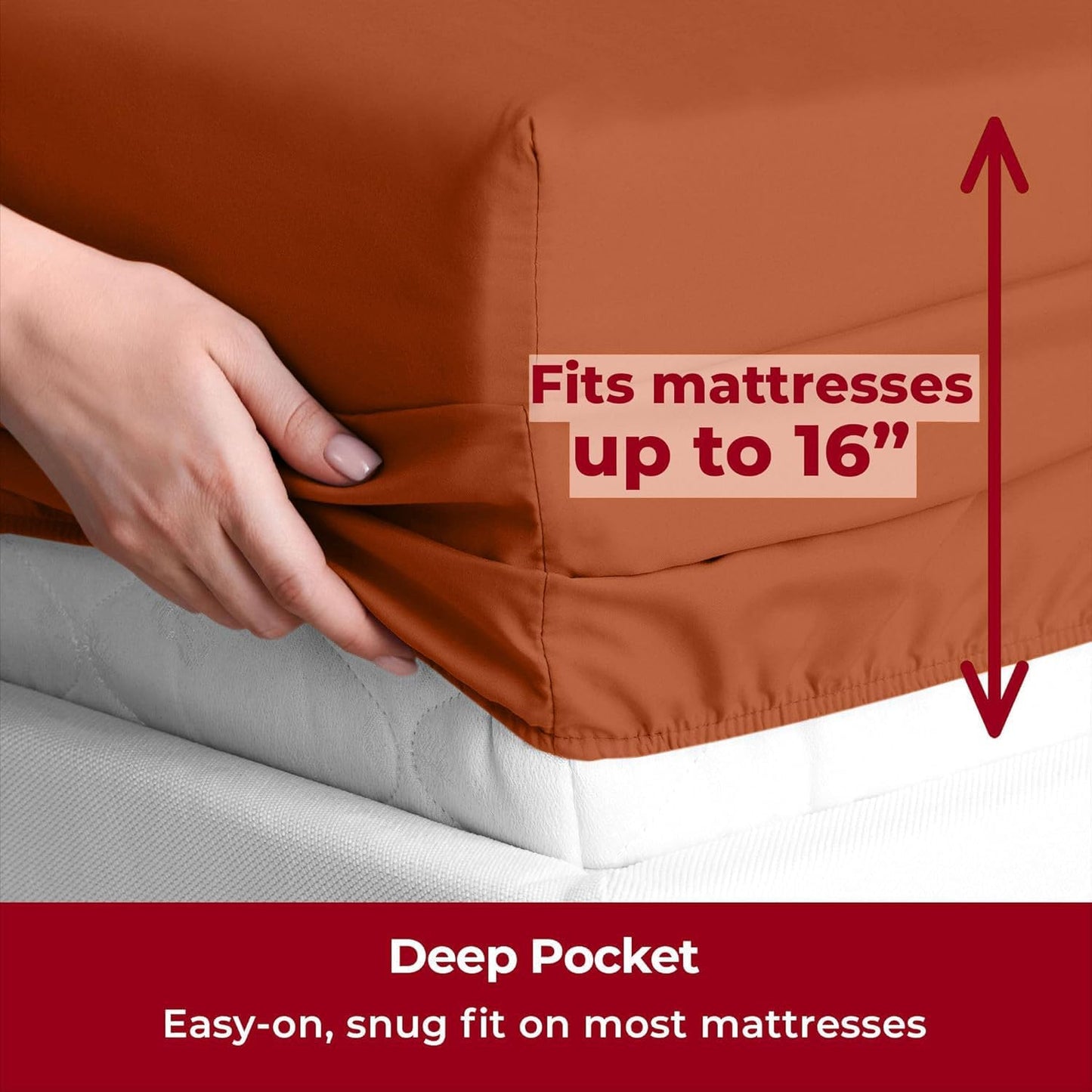 Mellanni Split King Sheets Set - 5 PC Luxury Bedding Collection - Extra Soft, Cooling, Wrinkle-Resistant (Terracotta)