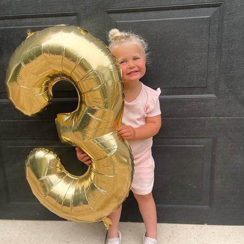Champagne Gold Number 3 Balloon - 40 Inch Light Gold Birthday Decorations for Kids & Women
