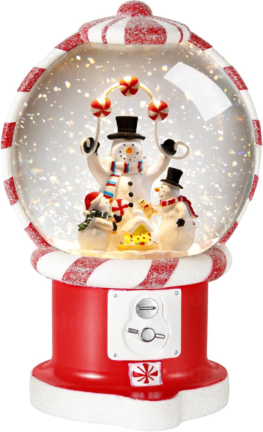 Priddop Snowman Snow Globe | Musical Glitter Christmas Decoration - 7.8 Inch USB/Battery Timer