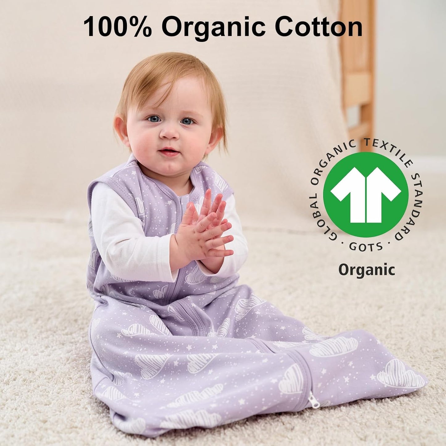 Yoofoss Baby Sleep Sack - 100% Organic Cotton Wearable Blanket for 18-24 Months | 2-Way Zipper, 3 Pack