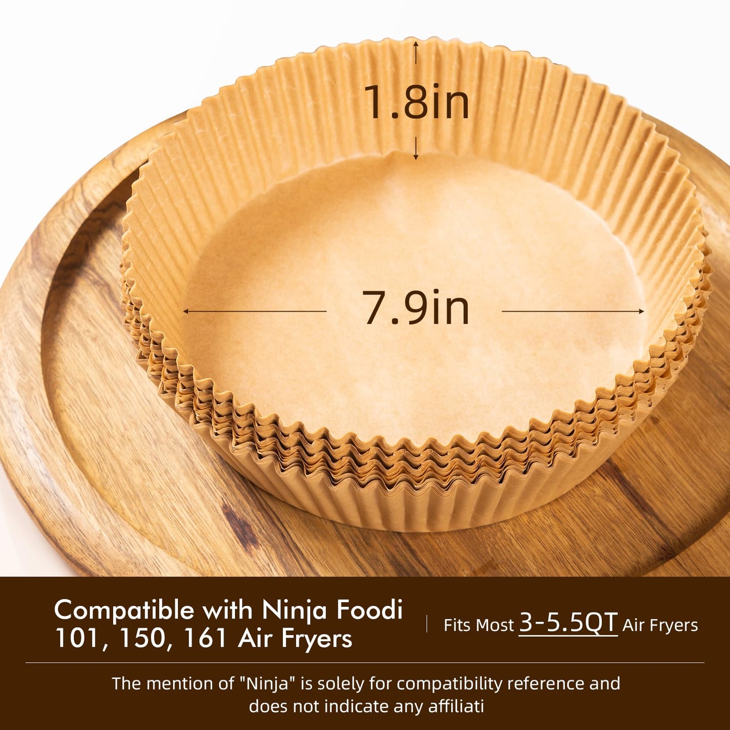 Sipnore 100PCS Non-Stick Disposable Parchment Paper for Ninja Air Fryer 8-Inch, Compatible with Ninja AF101, AF150 XL, AF161, Easy to Use and Clean