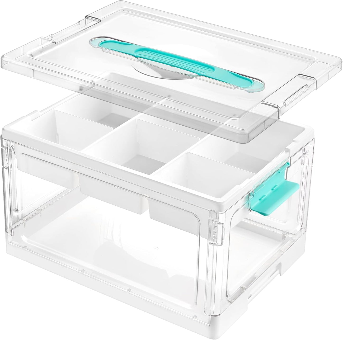 Vtopmart 24 QT Clear Plastic Craft Organizer - Removable Trays & Dividers for Art Supplies | Ideal Storage Solution