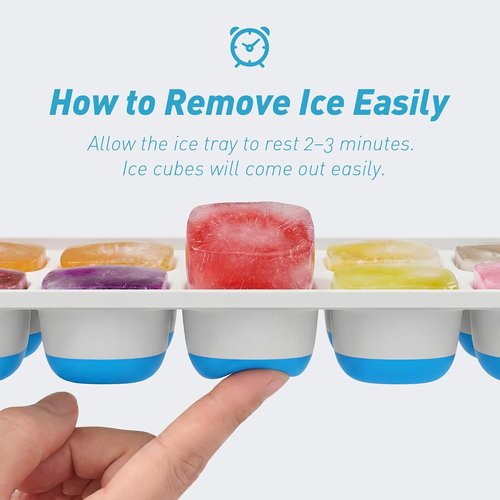ChefAide Ice Cube Tray - Durable Stackable 4-Pack with Easy-Release Lids | Perfect for Cocktails & Coffee