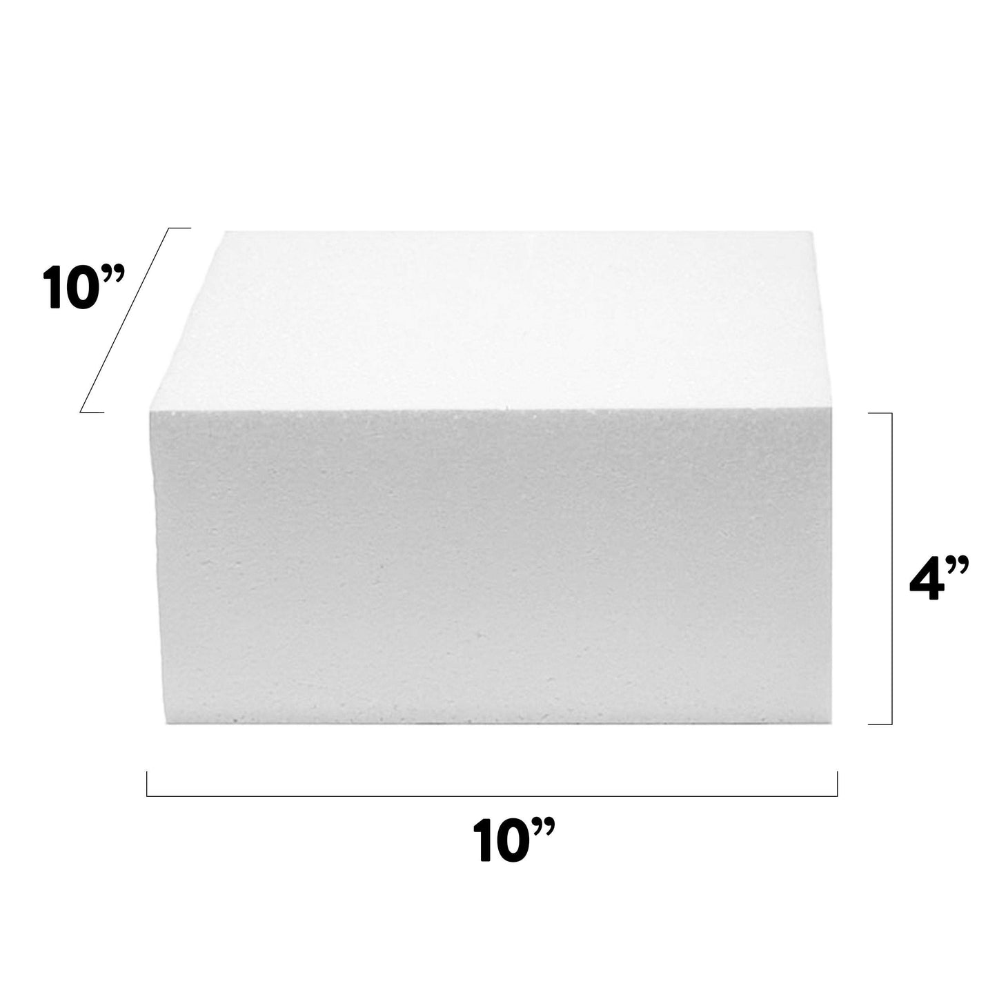 Global Sugar Art Cake Dummy Square, 10 x 10 x 4 Inches (Multiple Sizes Avail)