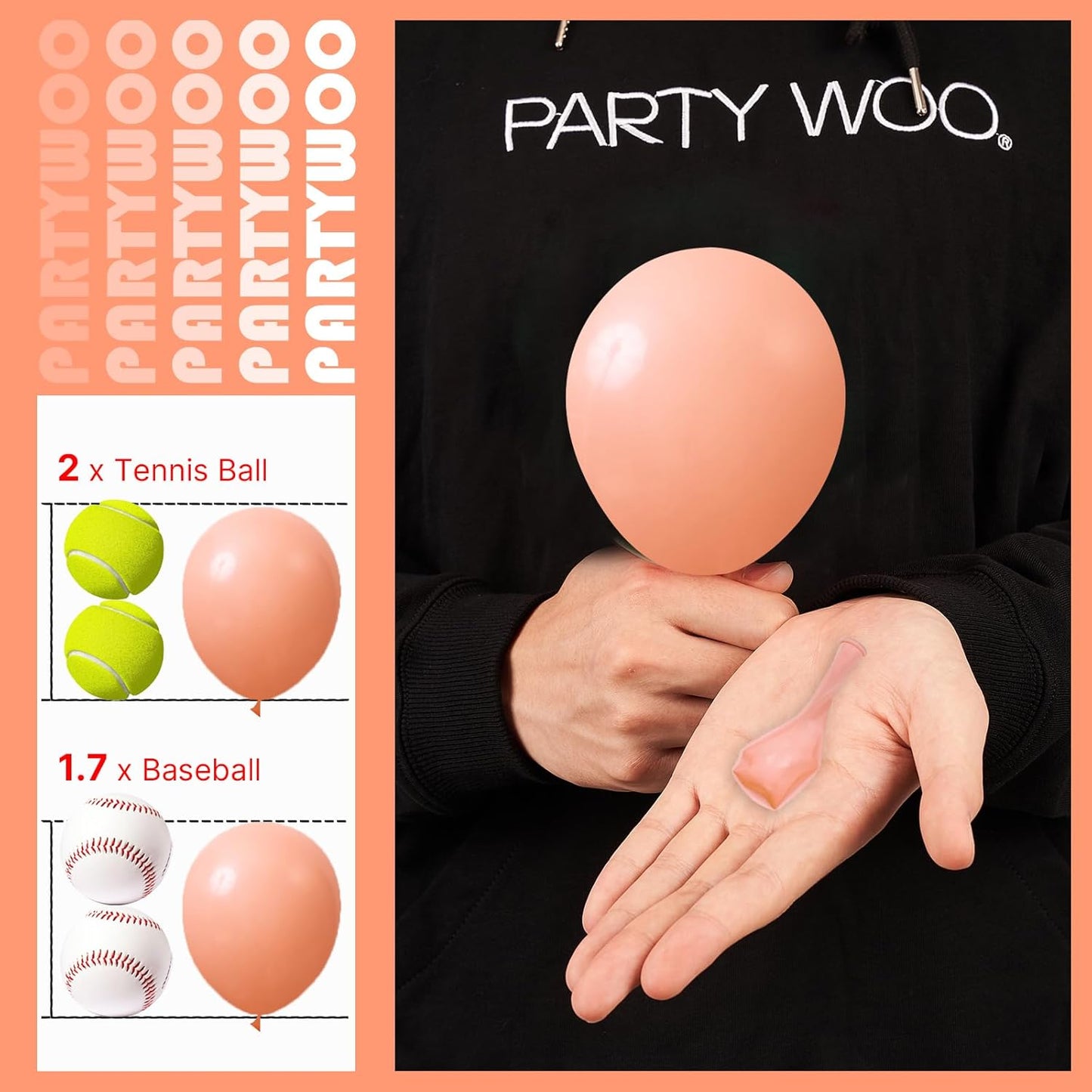 PartyWoo Peach Balloons - 50 Pcs Mini 5 Inch Pastel Light Orange & Pink Latex for Weddings & Parties