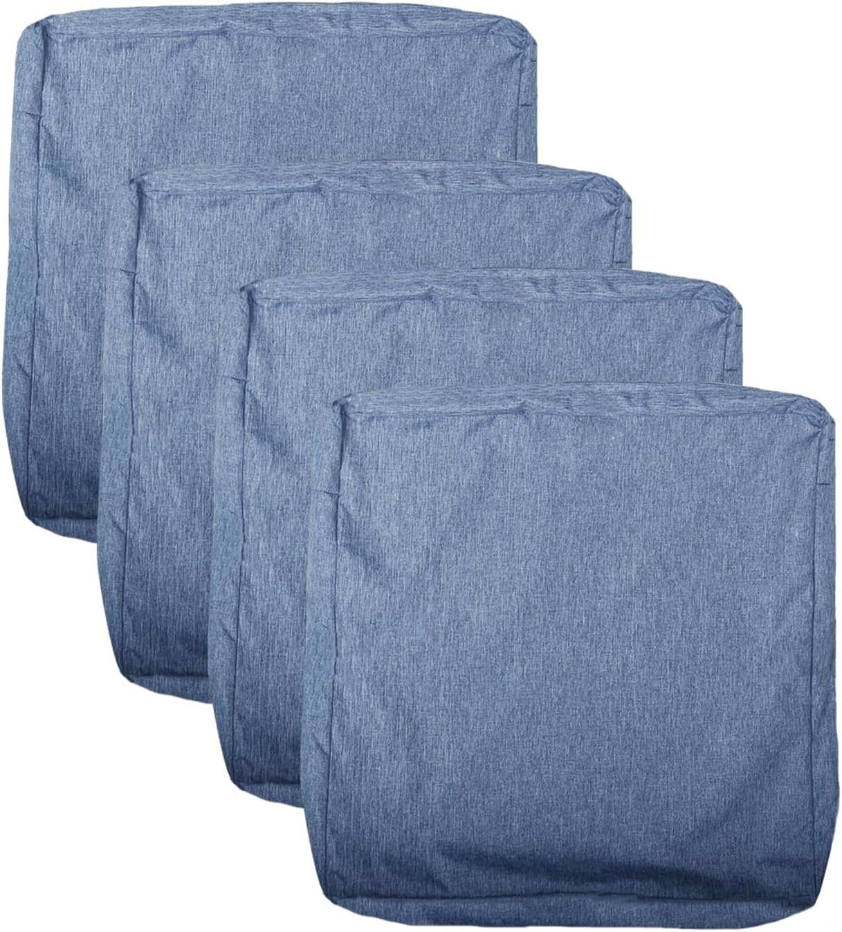 Skiennix Patio Seat Cushion Covers - Waterproof Washable Slipcovers for Outdoor Furniture | Denim Blue, 24" x 24" x 4" (4 Covers)