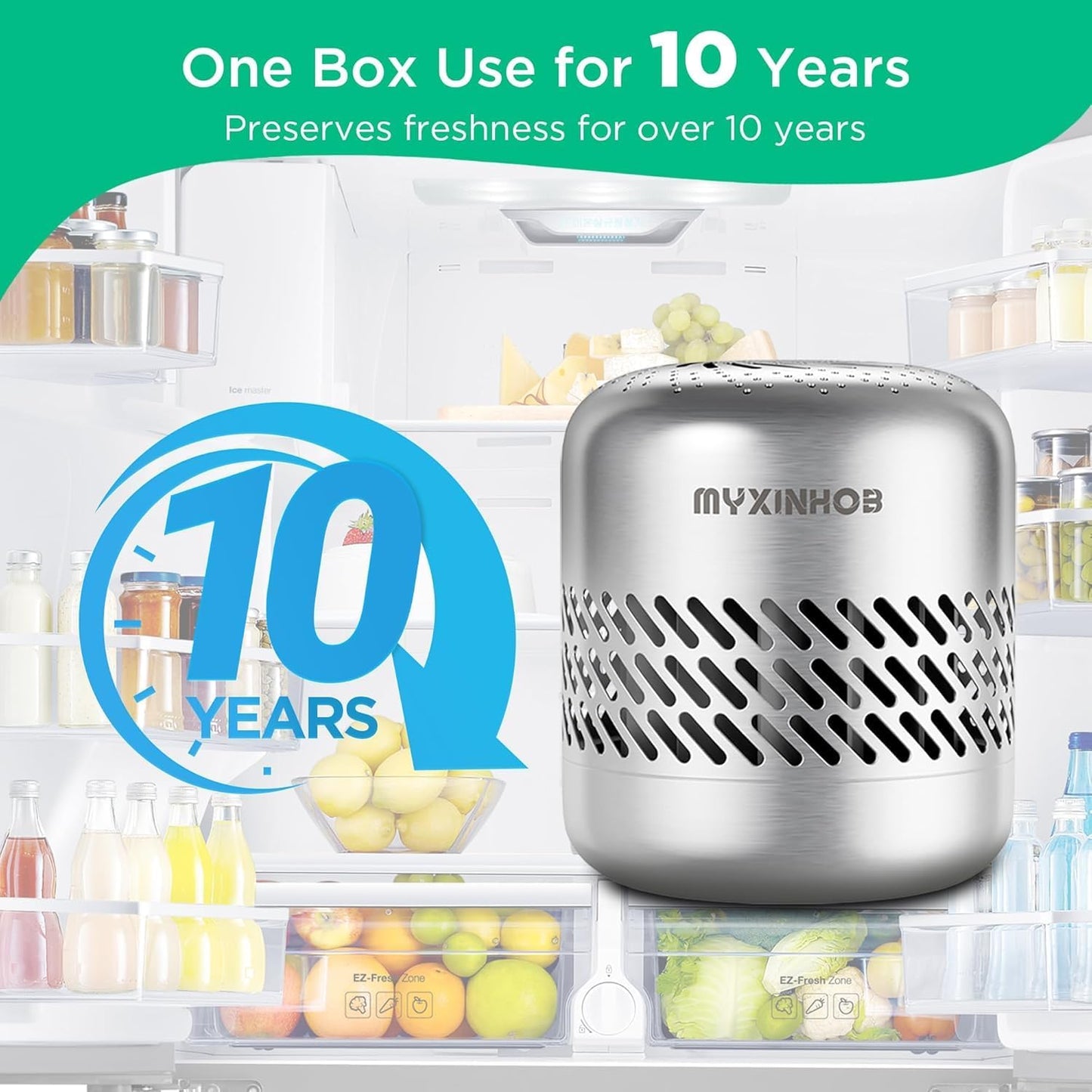 Skiennix Refrigerator Deodorizer - Long-Lasting Odor Eliminator | Silver Grey Design