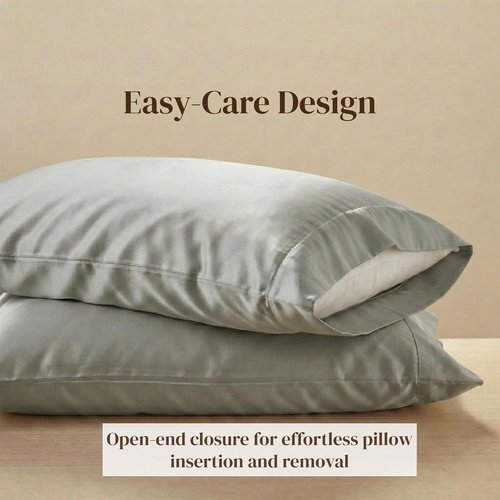 Beckham Hotel Collection Pillowcases - Queen Size Set of 2 | Silky Smooth Cotton Sateen, Aqua Gray