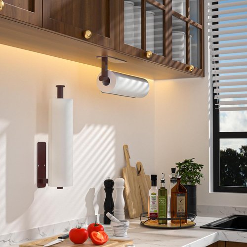 ASTOFLI Paper Towel Holder - No Drill Under Cabinet Design | Self-Adhesive, 304 Stainless Steel, Oil Rubbed Bronze