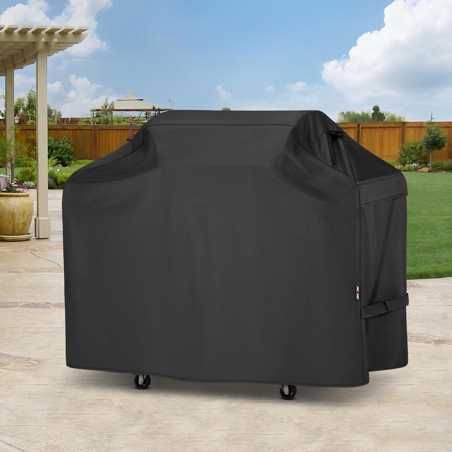 Unicook Grill Cover - 70 Inch Heavy Duty Waterproof BBQ Cover with Side Handles & Air Vents | Black