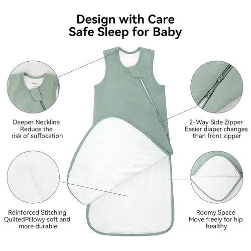 BubblePanda Sleep Sack - Soft Bamboo Toddler Sleeping Bag for 18-24 Months | 2-Way Zipper, 1.0 Tog