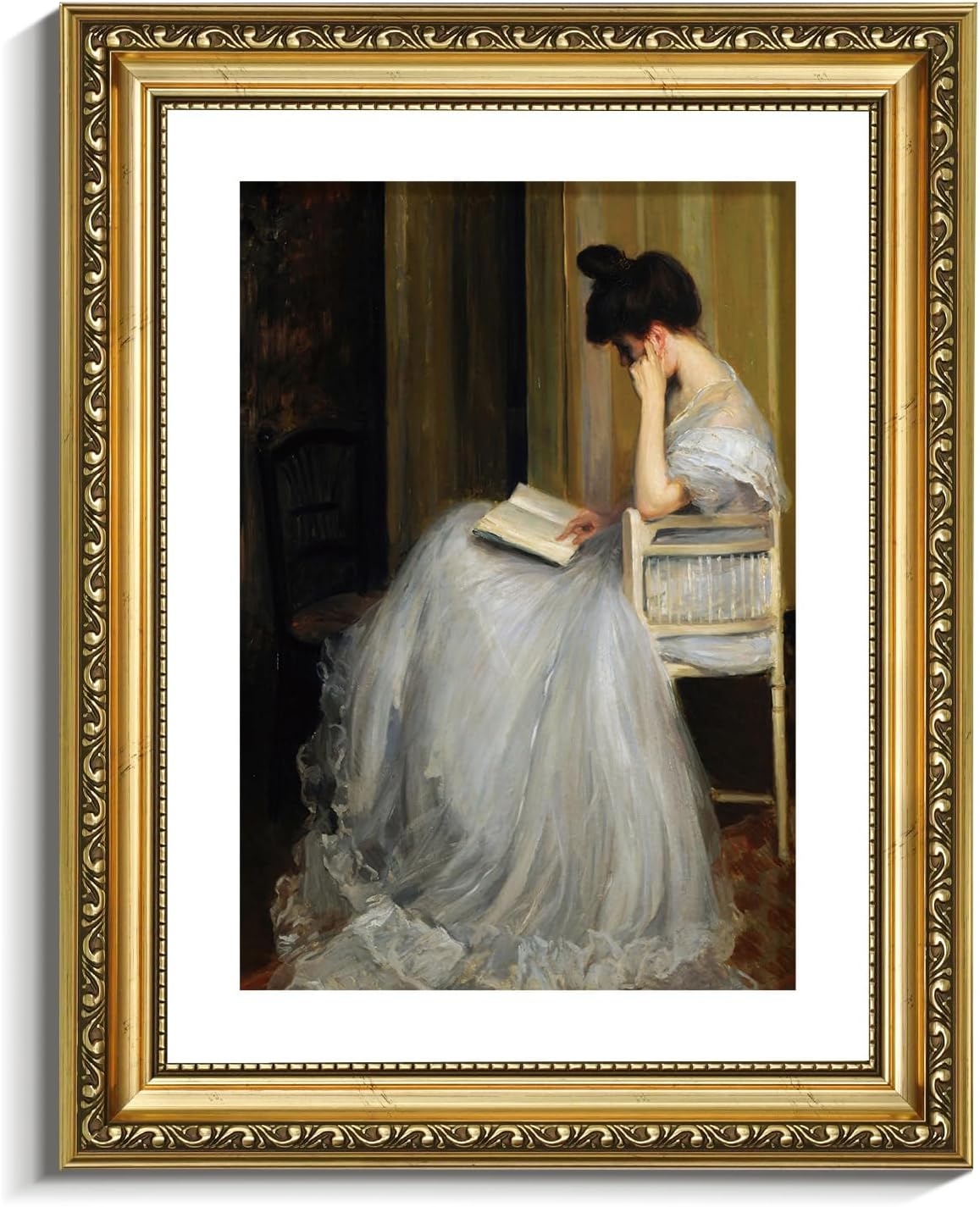 VIYYIEA Gold Framed Wall Art - Elegant Canvas Print for Home Decor | 11x14in, White
