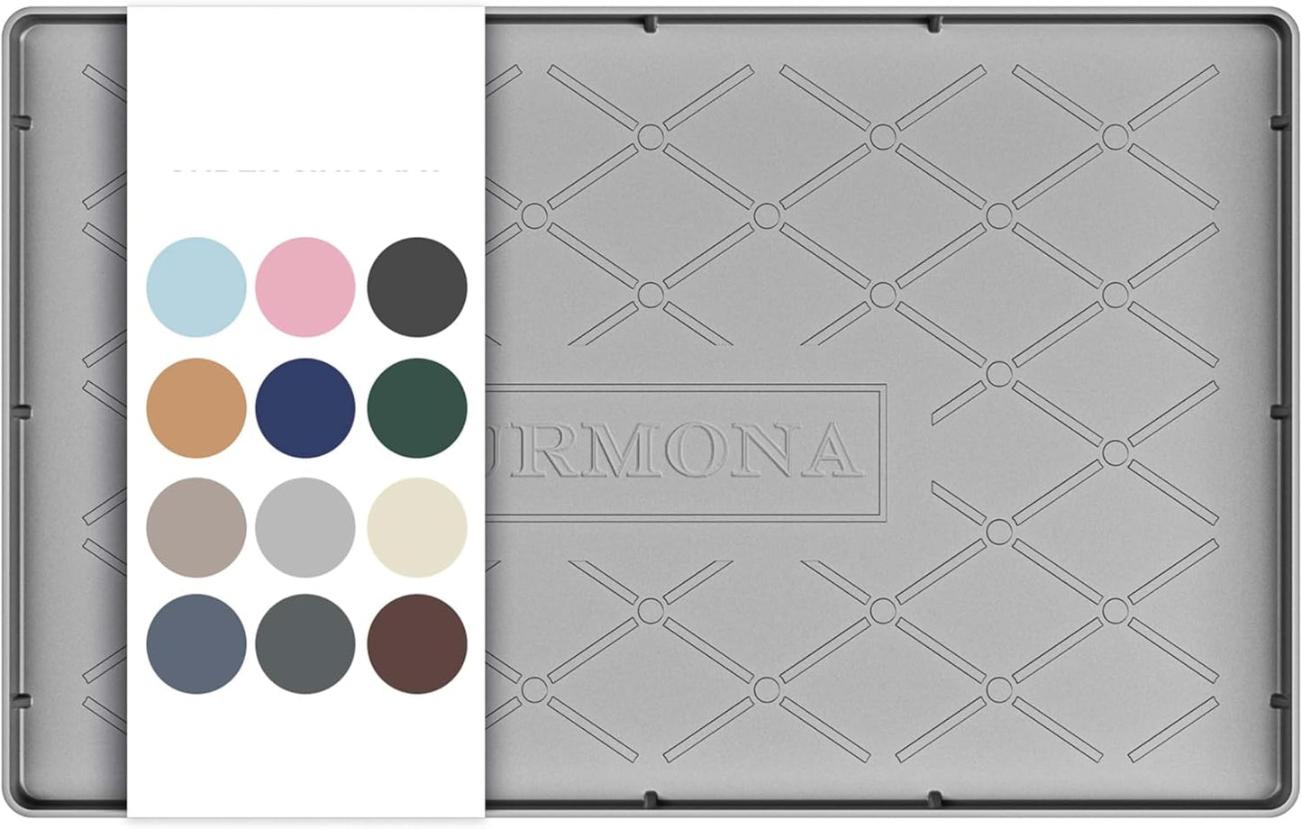 URMONA Waterproof Silicone Mat - 16" x 10" Under Sink Mat for Kitchen & Bathroom | Pet Food Pad in Light Grey