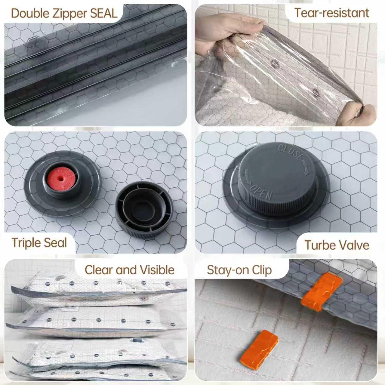 Skiennix Vacuum Bags - 15 Pack Travel Compression Bags with Wireless Pump | Space Saver for Luggage