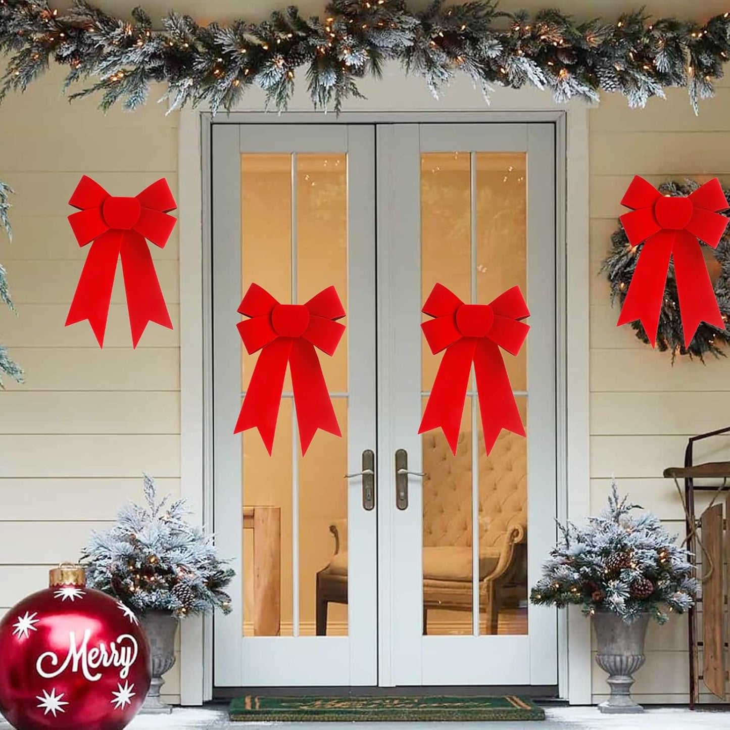 Regine Switzerland 24 PCS Red Velvet Bows - Festive 5x8 Inch Hanging Decorations for Christmas Trees & Wreaths
